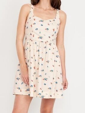 NEW Cottagecore Girlhoodcore Dainty Floral Cream White Sweetheart Dress Medium